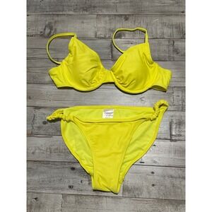 No Boundaries Womens Yellow Underwire Bikini Two Piece Swimsuit Set Size M 7-9